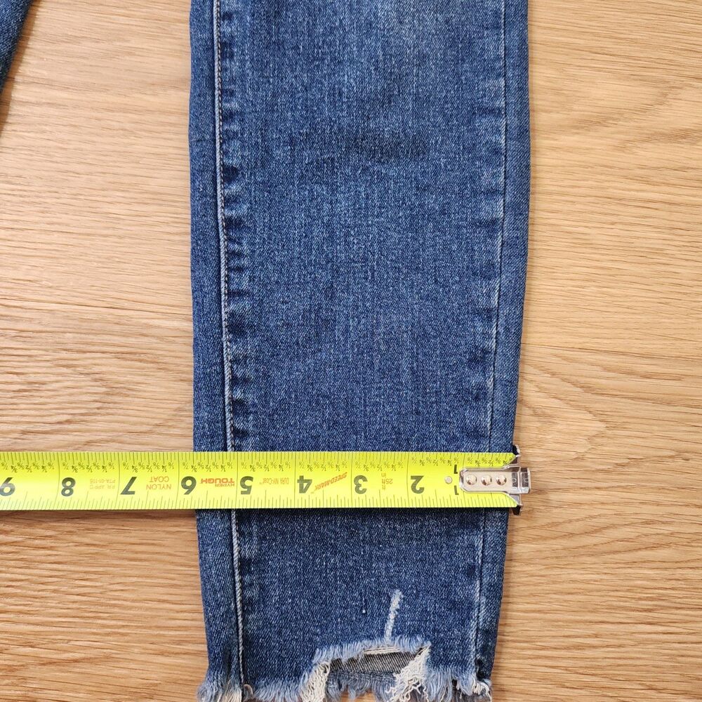 Nicole Miller Jeans Size 4 Soho High Rise Skinny Crop Blue Stretch Raw Hem 30x26 - Picture 9 of 13